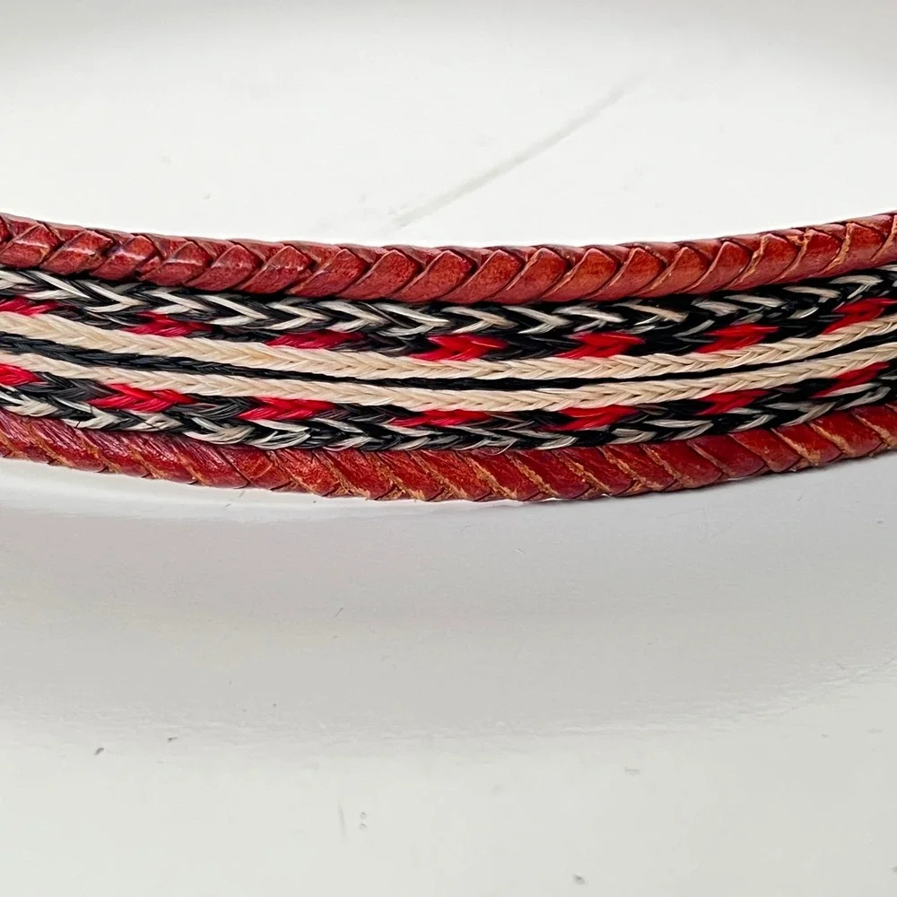 Vintage Horsehair Western‎ Leather Belt Concho Statement Cowgirl Size 44